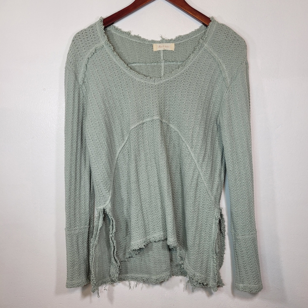 Altar'd State Distressed Long Sleeve Thermal Sweater